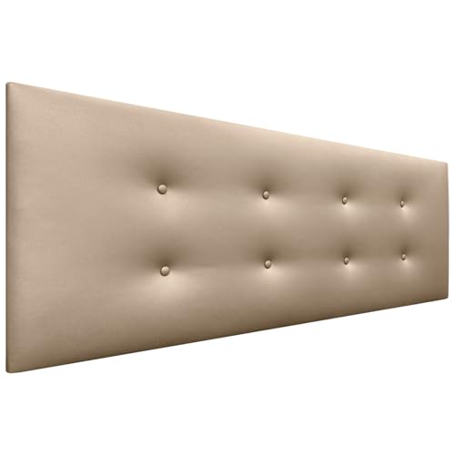 DHOME Testata in Similpelle o Tessuto AQUALINE Pro con 2 file di bottoni Testata imbottita Letto di lusso (Similpelle Champagne, 160x50cm (Letti 150/160))