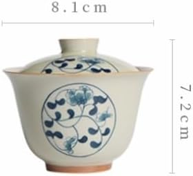 GSOUL Kungfu Tea cup Chinese Tea Cup Hand-painted Blue And White Antique Covered Bowl Underglaze Colored Ceramic Kung Fu Retro Set Small Tea Cups