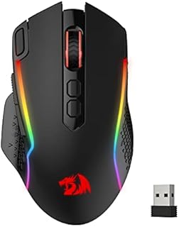 Redragon M810 Pro Wireless Gaming Mouse, 10000 DPI Wired/Wireless Gamer Mouse w/ Rapid Fire Key, 8 Macro Buttons, 45-Hour Durable Power Capacity and RGB Backlit for PC/Mac/Laptop