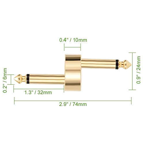 Otraki 7539585456 1/4 Inch Guitar Pedal Connector Z Type 6.3Mm Pedals Coupler 4 Pack Pedal To Pedal Connector Ts Copper Male Connector For Effect Pedalboard Space Saving Gold thumb #4