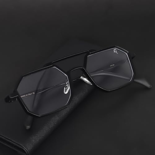 Image of Hexagon Round Sunglasses Metal Frame Stylish Goggles For Men's and Women's