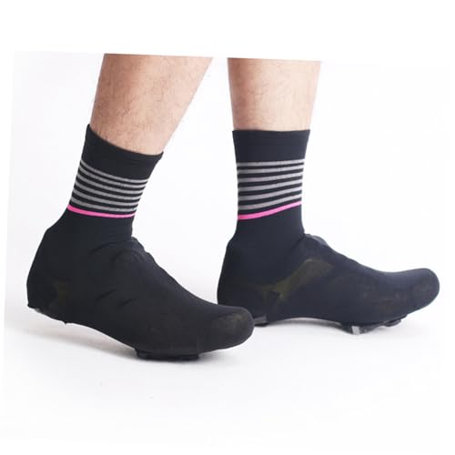 1 par de cubiertas para zapatos de ciclismo para hombre y mujer, calzado exterior cálido para bicicleta compatible con zapatos de carretera y montaña, diseño liso, color negro miniatura 7
