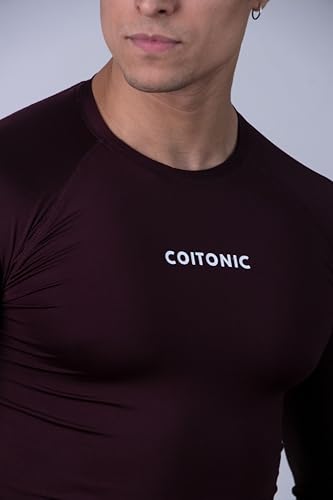 Image of COITONIC Men's Full Sleeve Compression T-Shirt - Athletic Base Layer for Gym, Sports & Fitness Training