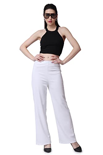 Image of POPWINGS Formal Casual Solid Trousers for Women || Work Trousers for Women || Pull On Trousers for Women || High Waist Plain Women Trousers for Summer