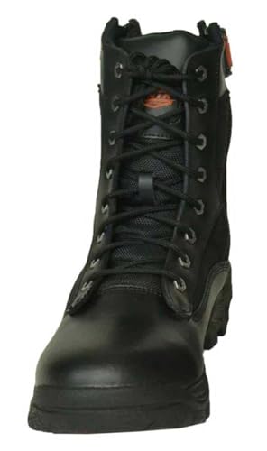 Men's Premium Black Leather Compact Motorcycle Boots, 10003-M3