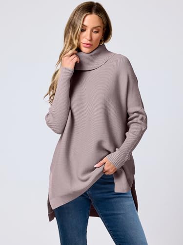 ANRABESS Womens Turtleneck Oversized Sweaters Fall Outfits,Almond,M - image 3