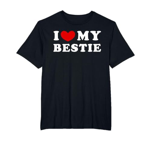 I Love My Bestie, I Heart My Bestie T-Shirt, Men's Big and Tall, Black, 2X Tall