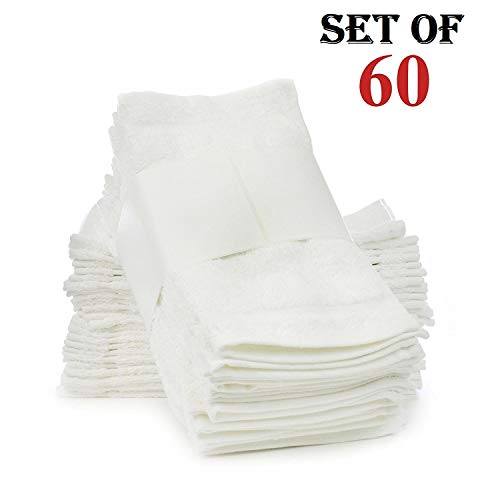 Soft Touch Linen Terry Cloth Face Towels, 12 x 12-Inch, Pack of 60