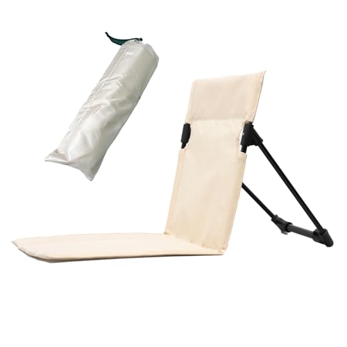 Altsuceser Portable & Lightweight Outdoor Camping Chair, Folding Beach Chair with Waterproof Oxford Fabric & Soft Cushion, Perfect for Stadium Seats, Camping, Hiking & More Beige