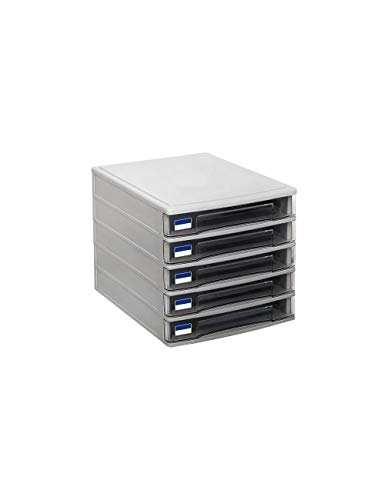 Preisvergleich Produktbild Ablagesysteme 5 Schubladen Desktop-Kunststoff-Aktenschränke Aufbewahrungsbox Family Office-Schrank Desktop Archive Storage Manager Bürobedarf Schreibwaren (Color : Gray)