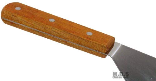M.D.S Cuisine Cookwares Spatula XLarge Serving Scrapper Solid Wood Handle Stainless Steel Blade Flexible Turner.
