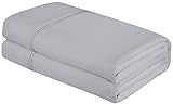 Royale Linens Full Flat Sheet - Ultra Soft Brushed 1800 Microfiber Flat Sheets Only - Wrinkle Free & Stain Resistant - Hotel Quality Top Sheet for Bed (Full, Silver)