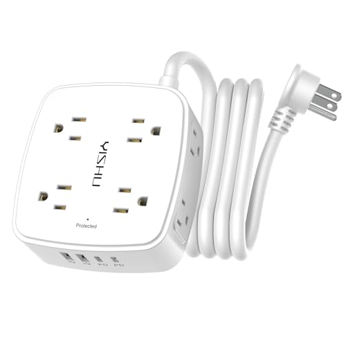 Surge Protector Power Strip - YISHU 8 Widely Outlets with 2 USB-C(PD 30W) and 2 USB-A Ports, 3 Side...