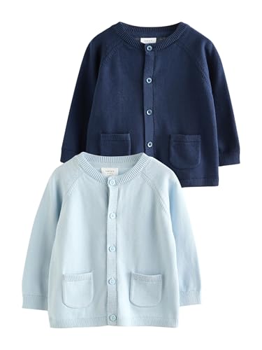 NEXT Bebés niño Pack de 2 cárdigan de punto 100% algodón para bebé Azul 3 Meses
