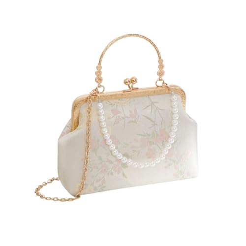 Chinese Silk Embroidered Hanfu Crossbody Dumpling Bag with Floral Pattern
