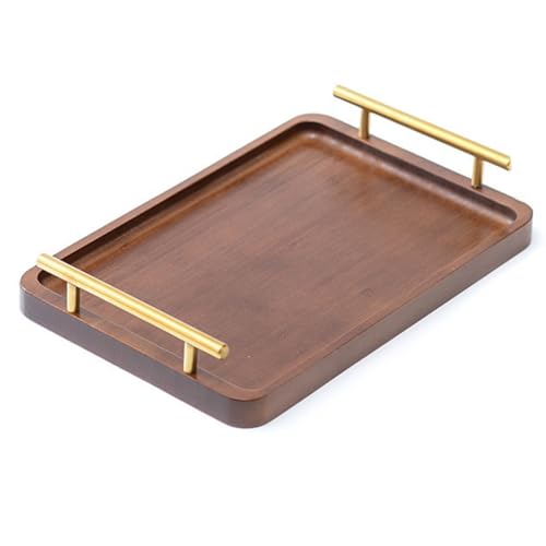 Gvvsjgdbis Bandeja de madera maciza para té con asa, almacenamiento para el hogar, S