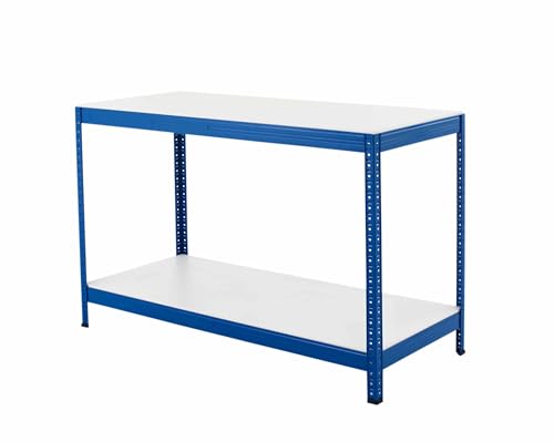 BiGDUG Essentials Industrial Workbench - Melamine Workstation Table - 900H x 1400W x 600D mm - 300 kg UDL with Lower Shelf