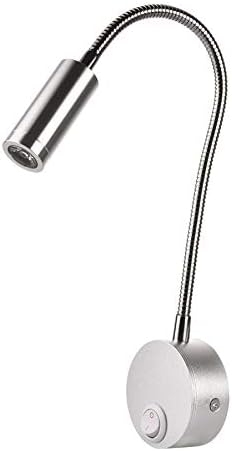 LEDSONLINE Metal Silver Bedroom Wall Light Sconce 3W Aluminum Mouted Home Decor LED Spotlight Headboard Reading Lamp Long Arm Gooseneck Ajustable AC85-265V