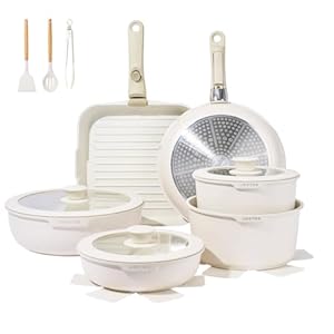 JEETEE Set Pentole Induzione 25 pezzi, Set Padelle Antiaderenti con Manici Rimovibili, Padelle 20/26cm, Padella Profonda 26cm, Casseruola 18/20cm, Padella Grill 26cm, Impilabile, Adatto ai Forni