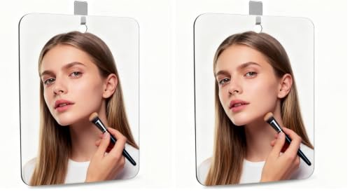 Image of Small Travel Hanging Shower Wall Mirror for Men Women,2 Pack Shower Mirror for Shaving and Makeup
