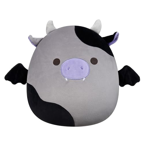 Squishmallows Original 12-Inch Bridgette Grey and Black Cow Bat - Official Jazwares Plush (Medium-Sized)