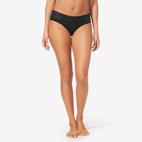 Tommy John Women's Underwear, Briefs, and Second Skin Fabric Cute, Stretchy, Soft Breathable Women's Briefs Comfortable Seamless Panties for Women, Black - Lace, X-Large