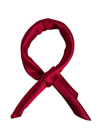 Women’s Solid Color Square Scarf Neckerchief (Dark Red)