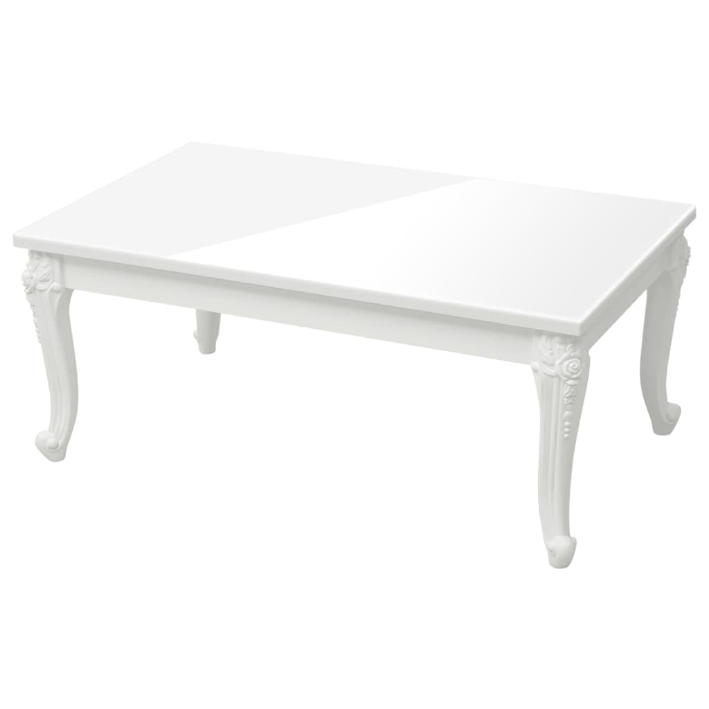 Table Basse Blanc Brillant 100x50x42 cm | Meuble de Salon Rectangulaire