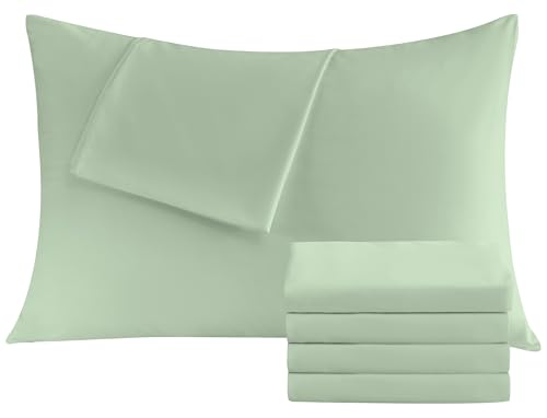 Pillowcases Queen 4 Pack 20x30 Pillow Cases with Envelope Closure Soft Plain Brushed Microfiber Covers Breathable Wrinkle-Resistant Sage Green