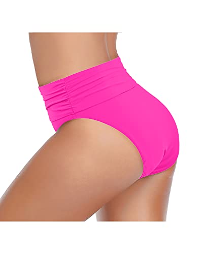 Image of Tempt Me Women's High Waisted Bikini Bottom Tummy Control Ruched Bathing Suit Swim Bottom