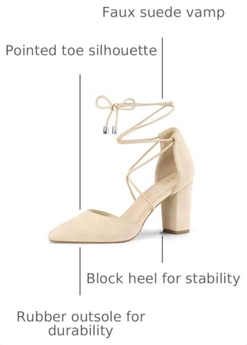 Image of Allegra K Women's Pointed Toe Chunky Heels Lace Up Sandals Pumps