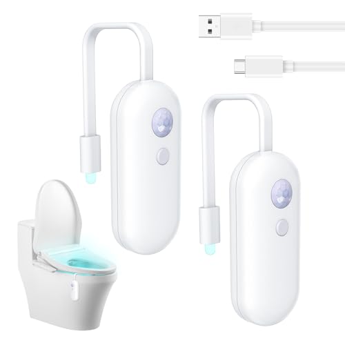 Lhdfyqt Toilette Licht WC-Nachtlicht, Toilettenschüssel Licht, Motion Sensor WC-Nachtlicht, Bewegungsmelder Toilettenlicht, 8 Farbverläufe, für Badezimmer Waschraum Toilettenbeleuchtung (2)