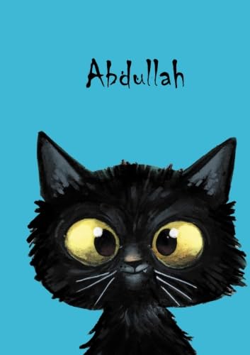 Abdullah: Personalisiertes Notizbuch, DIN A5, 80 blanko Seiten mit kleiner Katze auf jeder rechten unteren Seite. Durch Vornamen auf dem Cover, eine ... Coverfinish. Über 2500 Namen bereits verf
