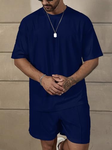 Image of Vogaan Men's T-Shirt and Shorts Set | Top & Shorts Night Suits Set | Night Wear for Men | Holiday Outfits for Men's