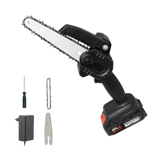 Mini Motosserra Eletrica 48V Potente 6 Polegadas Sem Fio Portatil Bateria Recarregavel Bambu Madeira Galho Arvore Jardim Carpintaria Jardinagem