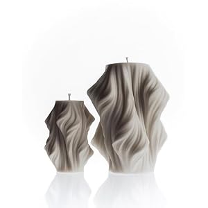 LAWA Cascading Wave Candle – Large Beautiful Handmade Pillar Scented Soy Wax Elegant Bubble Aesthetic Candle Housewarming Gift Home Room Shelf Decor Idea White (Set of 2)