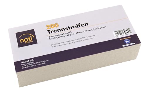 200 tiras separadoras en blanco, 24 x 10,5 cm, perforadas, cartón reciclado de 180 g/m², para clasificar documentos, imprimibles