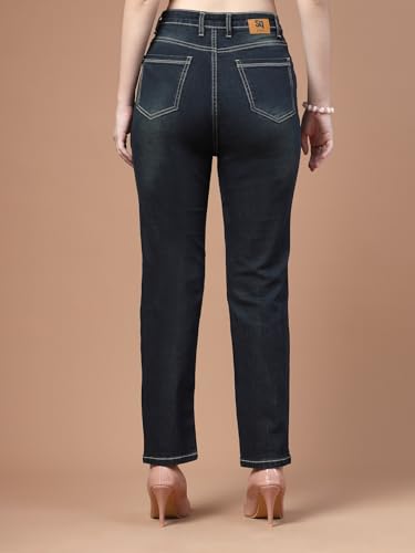 Image of Style Quotient Women Tinted Blue HIGH Rise Straight FIT Jeans