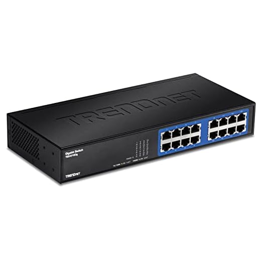TRENDnet - TEG-S16DG 16-Port Unmanaged Gigabit GREENnet Desktop Metal Switch, TEG-S16DG, Ethernet Splitter, Ethernet/Network Switch, 16 x 10/100/1000 RJ-45 Ports, 32 Gbps Forwarding Capacity, Lifetime Protection Black