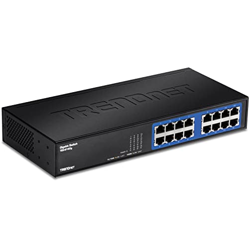 Image of TRENDnet - TEG-S16DG 16-Port Unmanaged Gigabit GREENnet Desktop Metal Switch, TEG-S16DG, Ethernet Splitter, Ethernet /Network Switch, 16 x 10 /100 /1000 RJ-45 Ports, Lifetime Protection Black