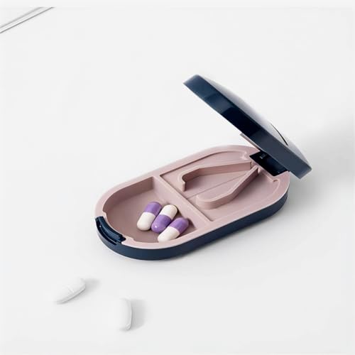Image of Pill Cutter,Portable Tablet Cutter with Blade and Storage Compartment,Medicine Organizer Box,Pill Cutter for Tablets of Any Size,Small Pill Cutter for Travel(Blue)