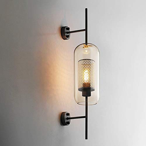 Sconce escalier interne lanterne rétro en fer et verre transparent - 4