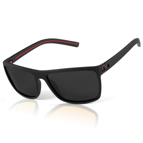 AUYAO Sonnenbrille Herren, Modische UV 400 Unisex Sportbrille Sunglasses, Klassische HD-Schützende Polarisierte Sonnenbrille für Autofahren, Outdoor Sportarten und Geschäftsreisen(Grau)
