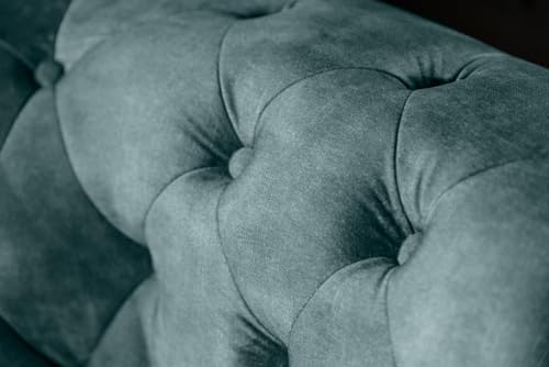 Riess Ambiente Chesterfield 3er Sofa 205cm Petrol Samt Goldnieten Federkern Loungesofa – Bild 8