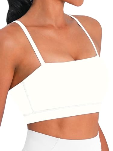 Image of Sunzel Adjustable Straps Sports Bra Padded Yoga Crop Top Light Support | Buttery Soft, Wireless, Adjustable Spaghetti Straps, Removable Pads, Bandeau Bra with Straps, Workout Gym Daily Wear