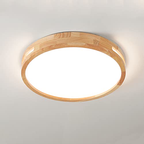 LED-Deckenleuchte aus Holz | Warmweiß 3000K 1620lm 18W | Ø30cm/11.8In...
