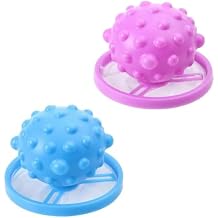Floating Hair Removal Mesh Bag with Silicone BallReusable Pet Fur Catcher for LaundryLint Trap and Filter for Washing Machine, Portable Washer Cleaning Tools 2 Pack, Blue + Purple