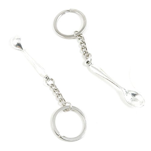 10 Pieces Keychain Keyring Door Car Key Chain Ring Tag Charms Supply D1DU8E Tablespoon Spoon