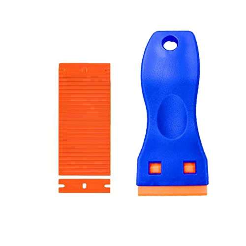 JCKD 1pcs Mini Rasqueta de Plástico con 20 Cuchillas de Plástico, Rasqueta de Plástico, Eliminador de Residuos Adhesivos para Pegatinas de Ventanas Pegatinas de Coches, Eliminador de Etiquetas