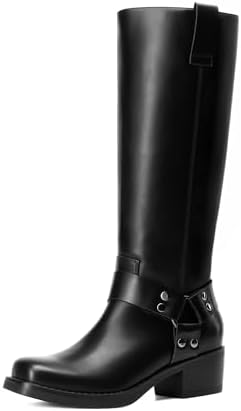 DREAM PAIRS Women's Knee High Boots Motorcycle Riding Pull-on Fas...